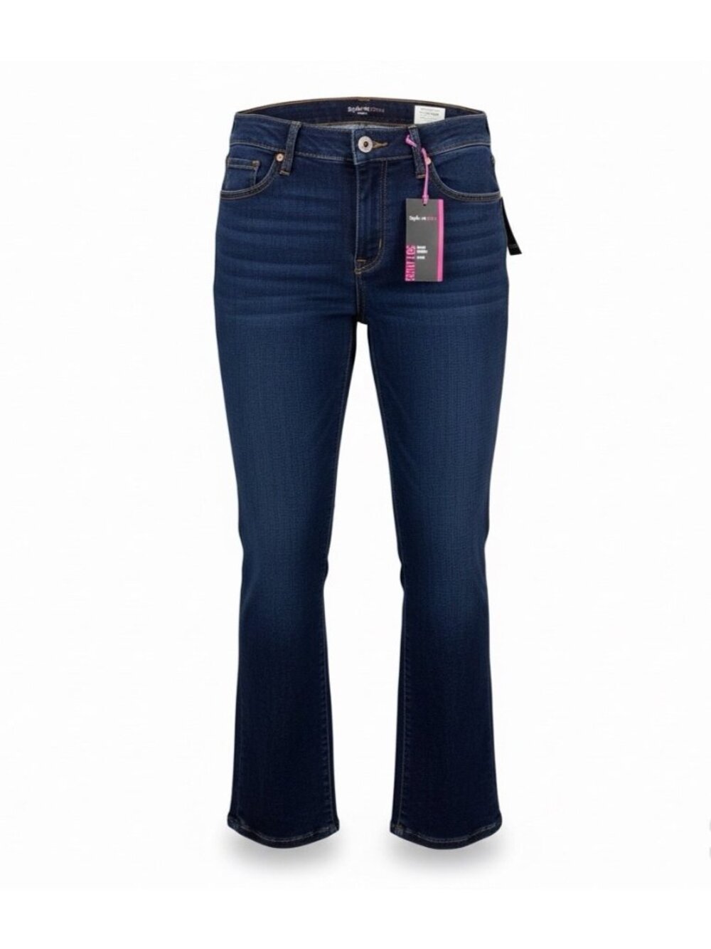 Style & Co Womens Dark Wash Denim Boot Leg Pants Stretch Fit Size 14